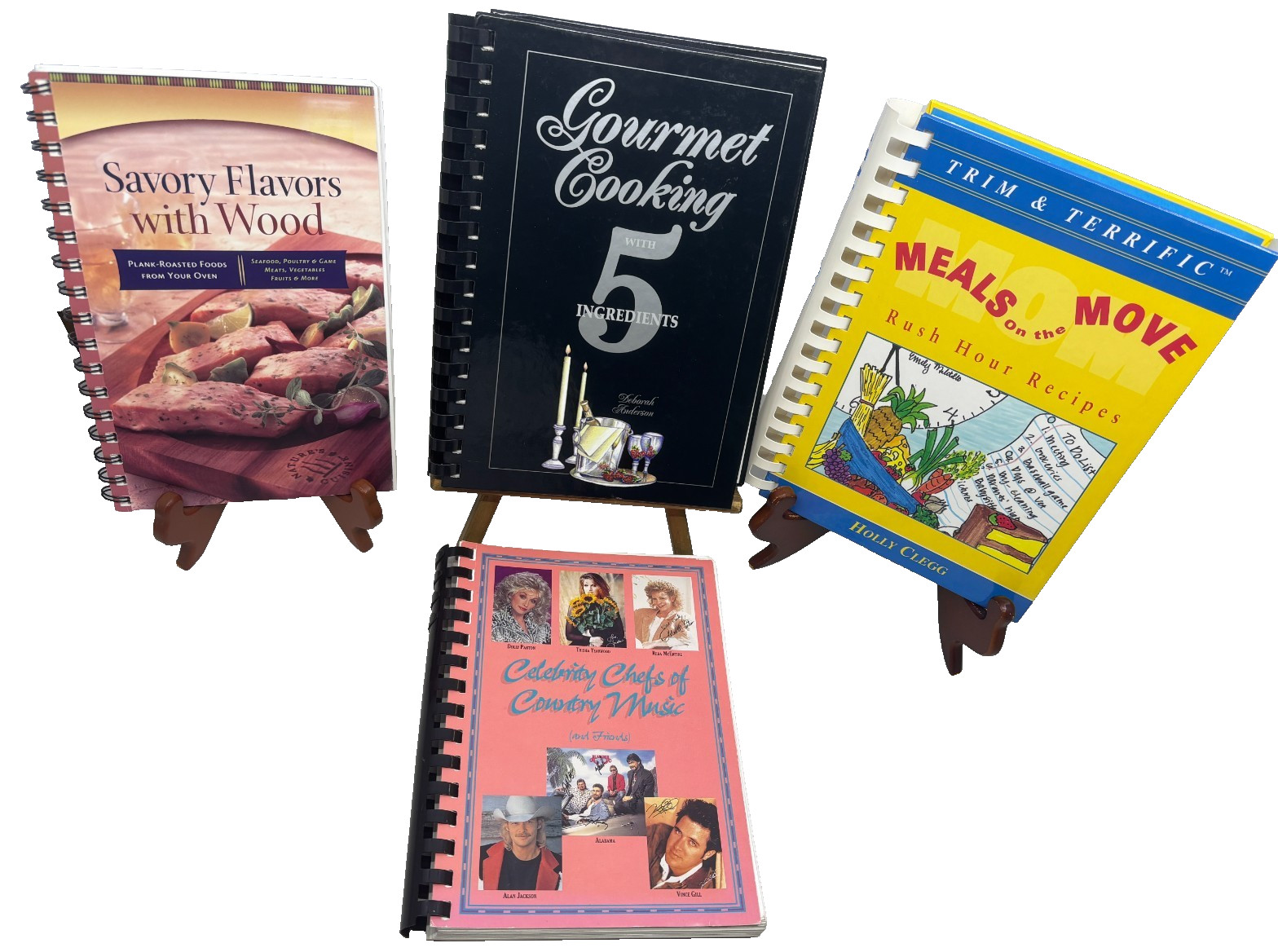 Mixed Lot of 4 Cookbooks Country Music Chefs Gourmet Cooking Rush Hour Wood