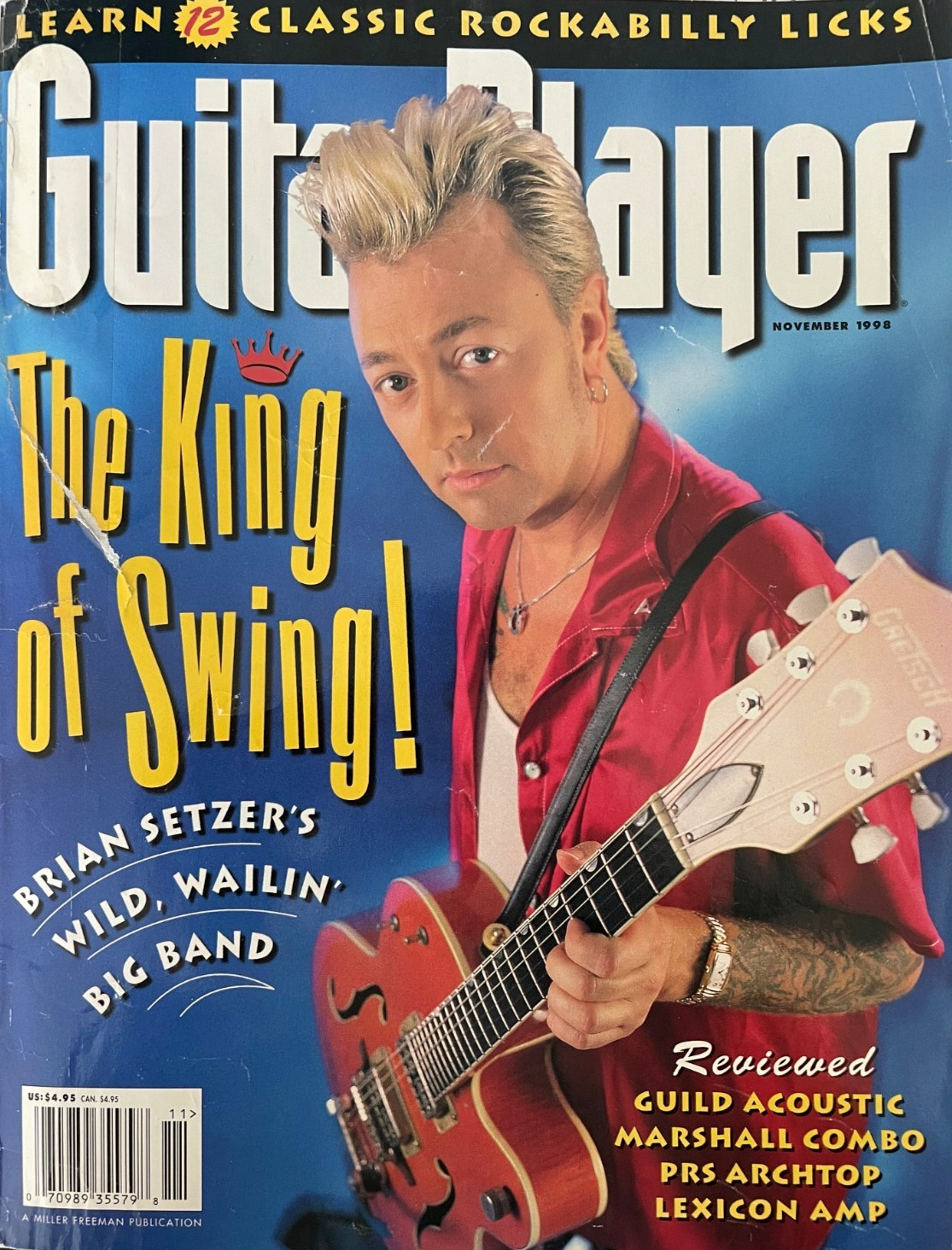 Guitar Player Magazine November 1998 Brian Setzer PRS Archtop Lexicon Amp & More