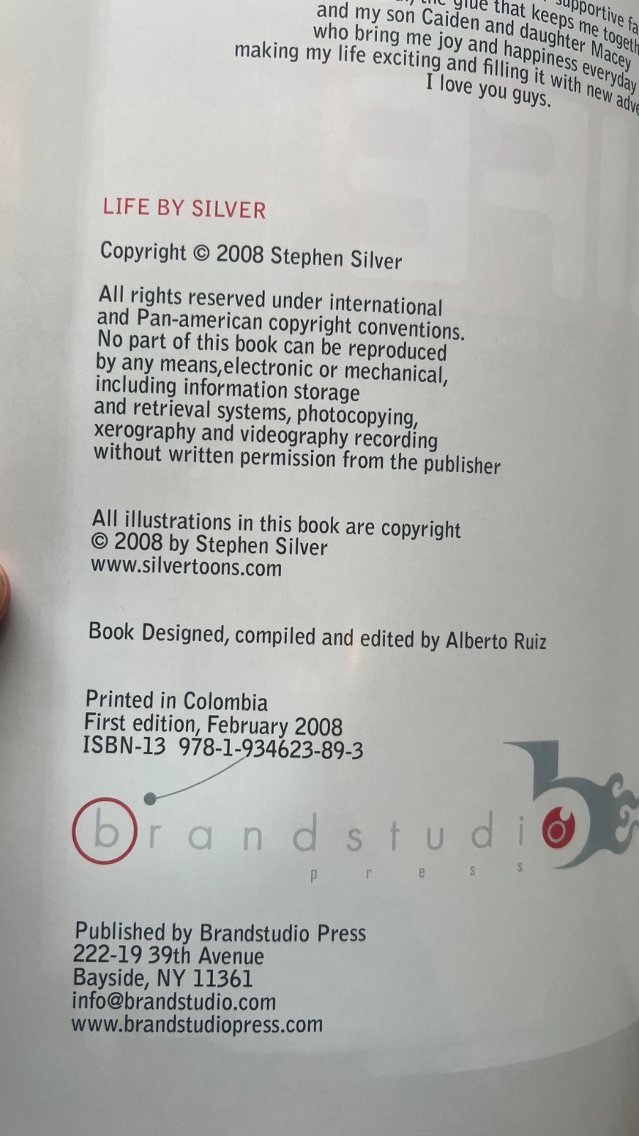 LIFE By Silver Stephen Silver 2008 Hardcover Brandstudio Character Design