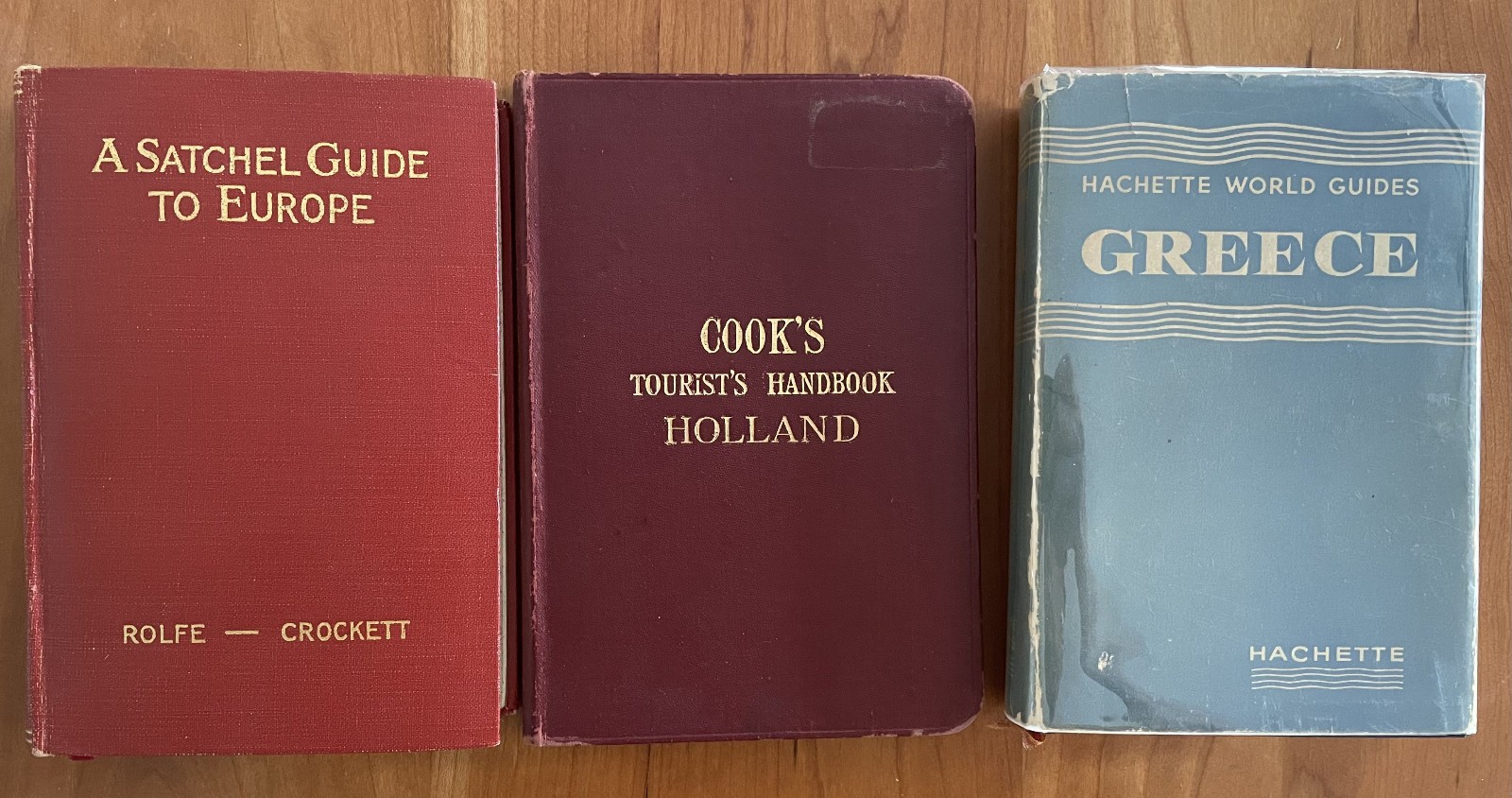 Lot of 3 vintage guidebooks: Holland (1906), Europe (1930), Greece (1955)