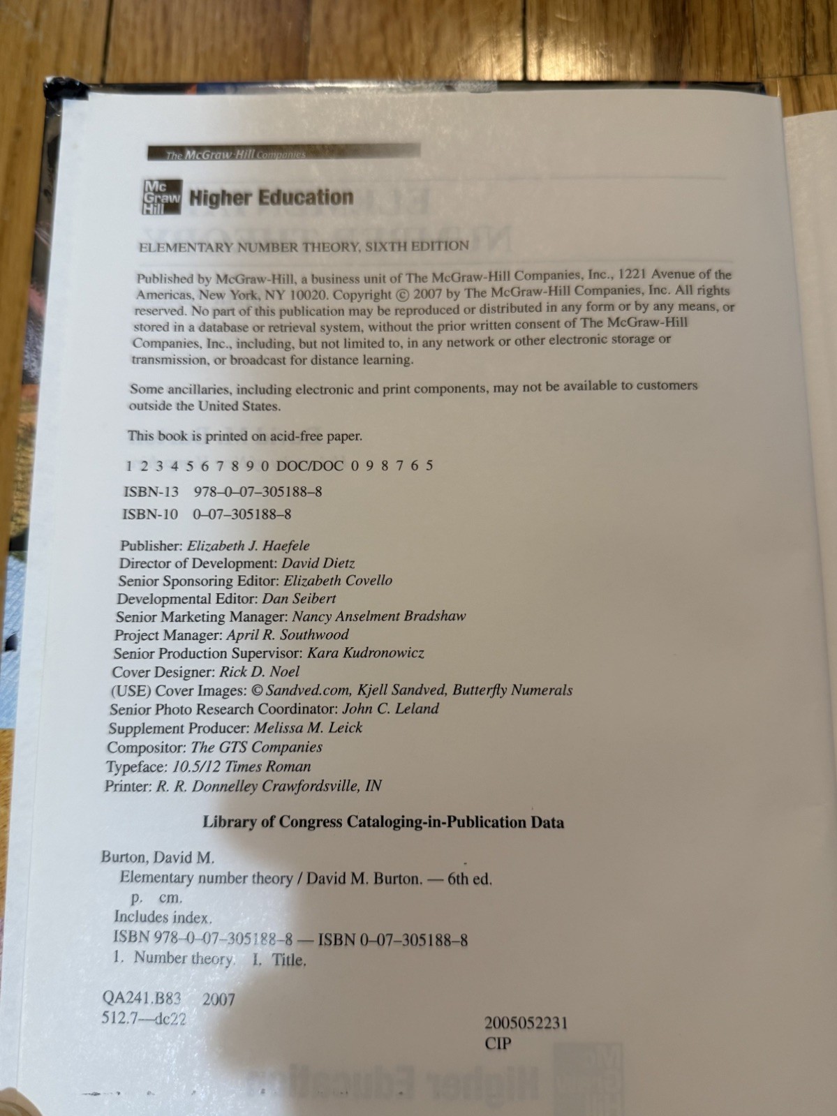 Elementary Number Theory David M. Burton Sixth Edition Hardcover