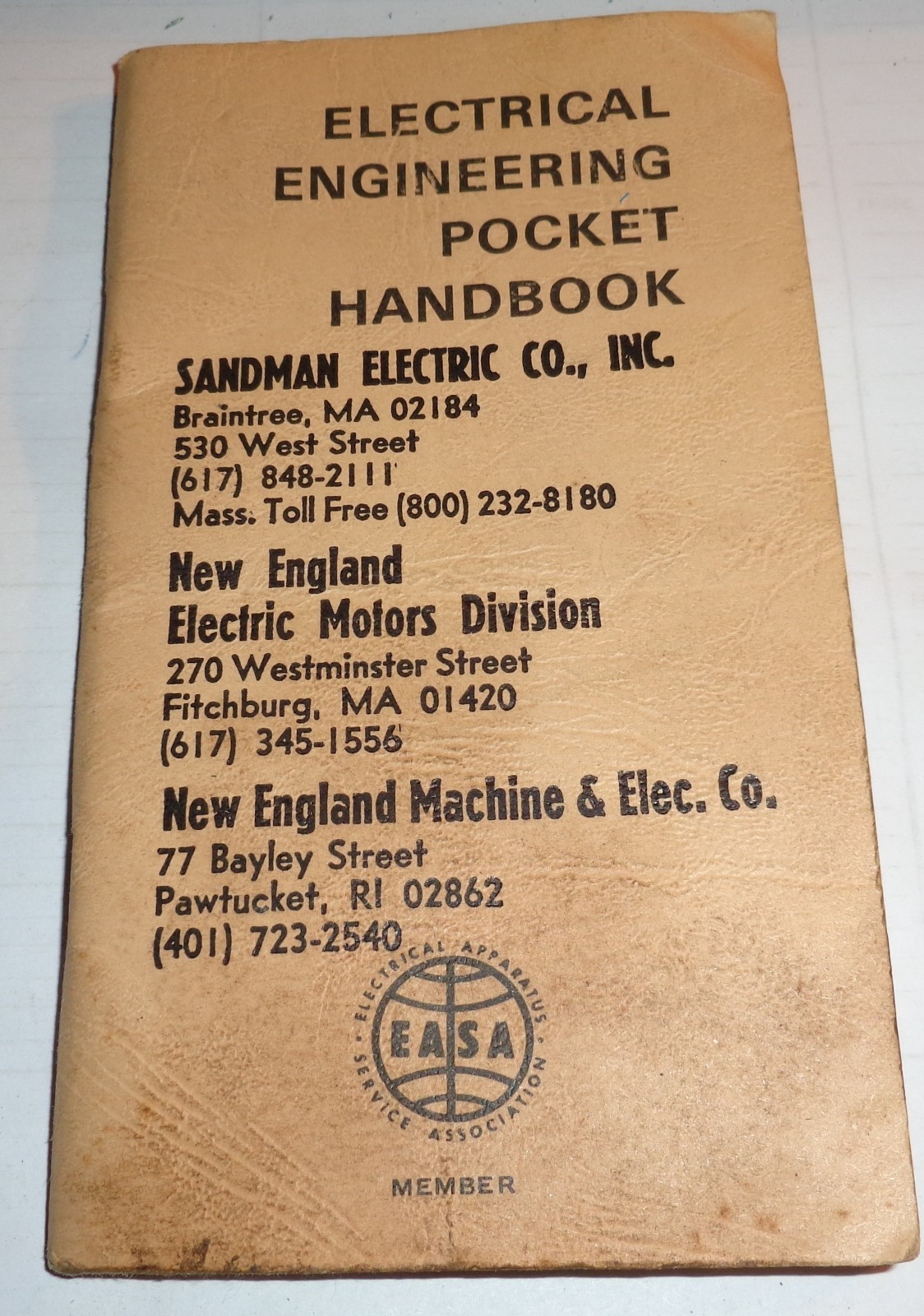 Electrical Engineering Handbook by EASA 1982 Pocket Guide Industrial Reference