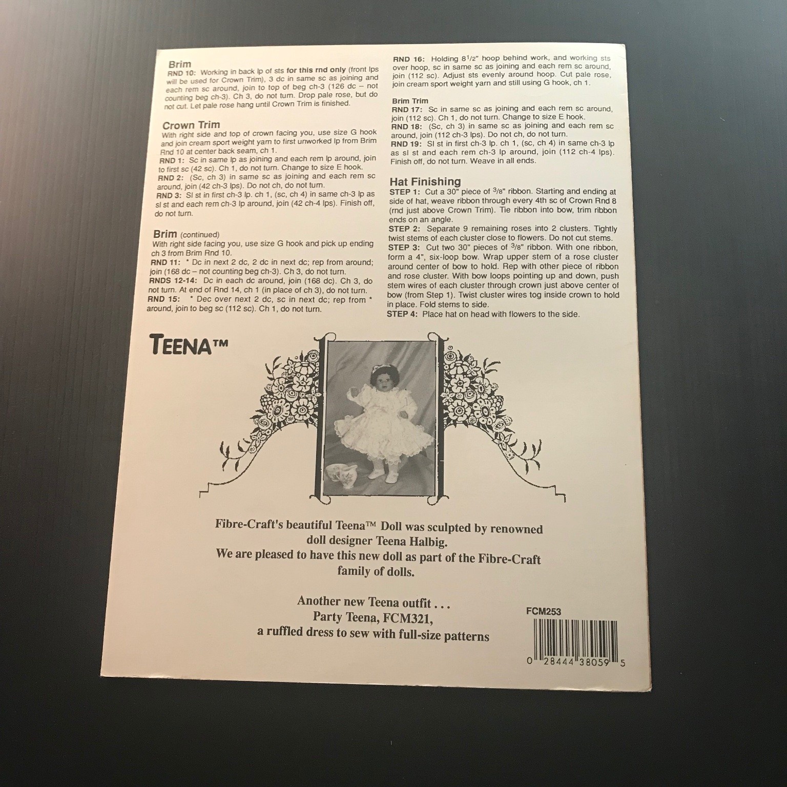 Lovely Teena Crochet Doll Pattern Book FCM253 1990 Fibre-Craft Doll Clothes
