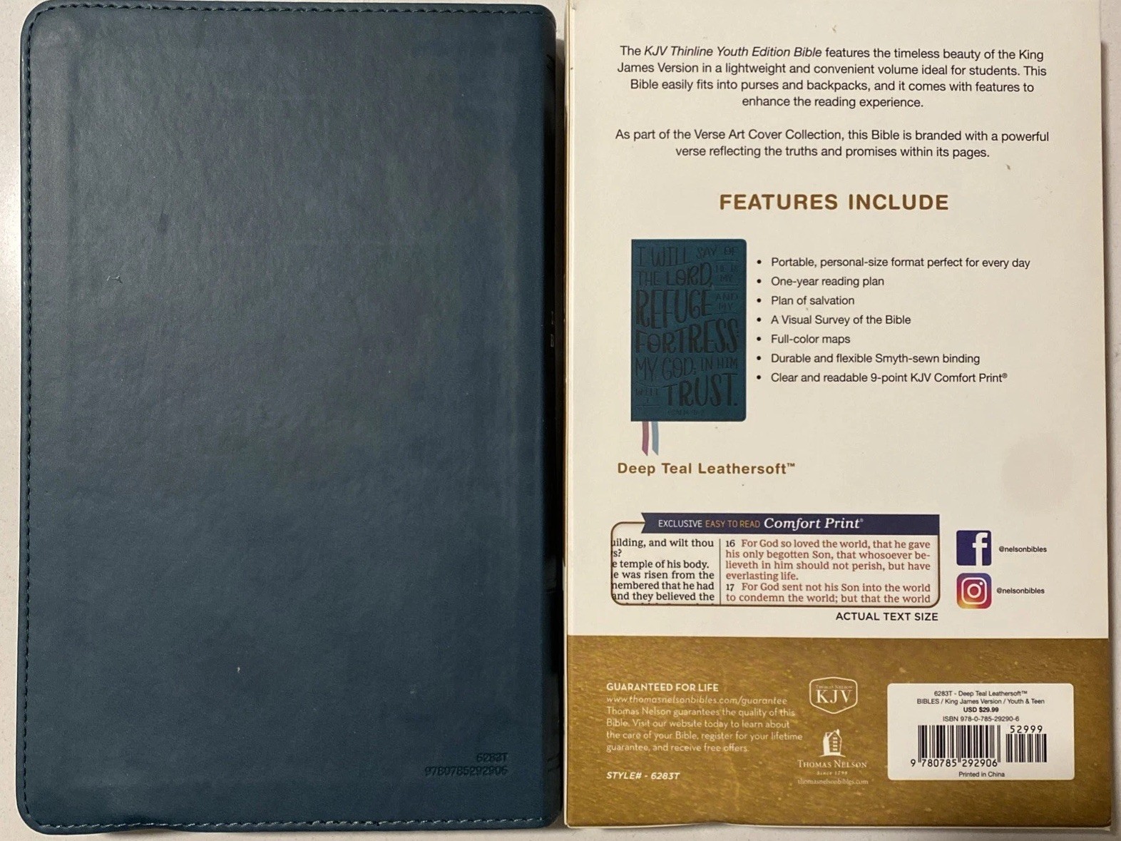 KJV, Thinline Youth Edition Bible, Verse Art Cover Collection, Leathersoft, Teal