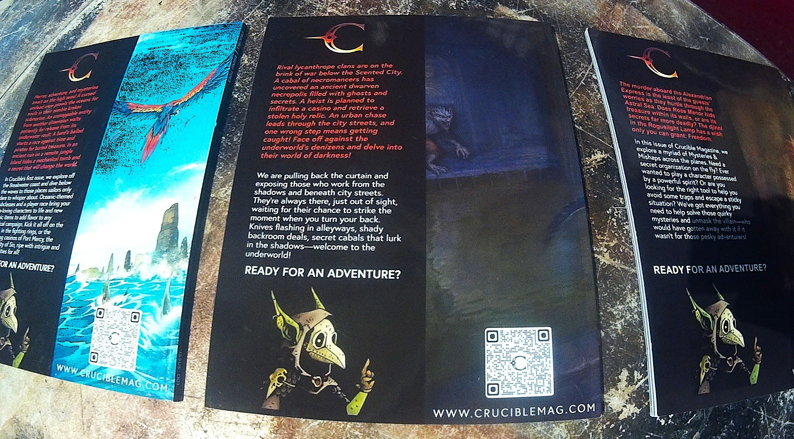 Crucible Magazines First Three Editions Near perfect shape.
