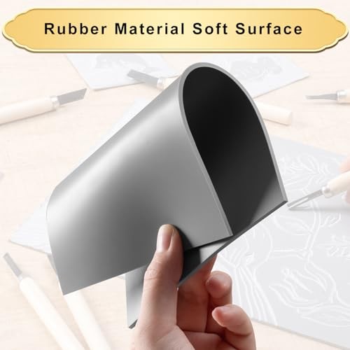 4 Pcs Linoleum Blocks for Printmaking 8×10 Inch Rubber Carving Sheets Art Projec