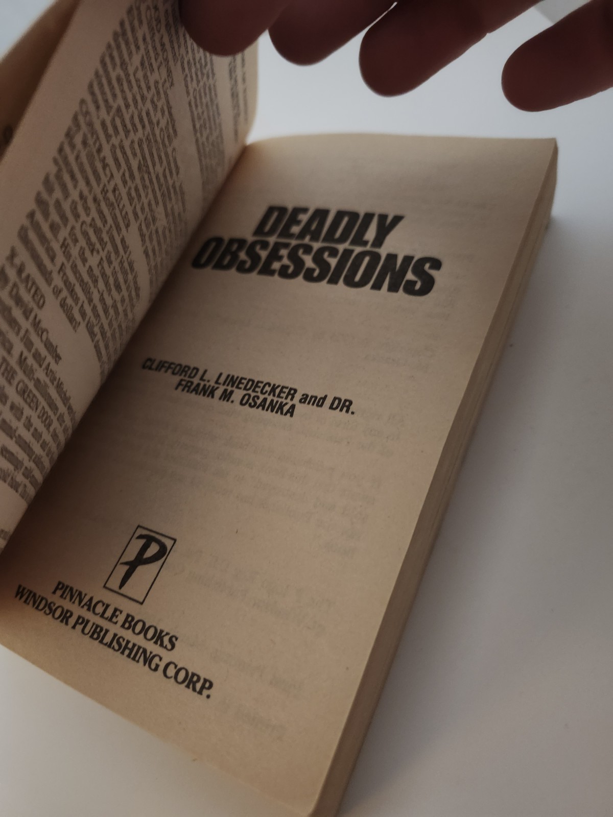 RARE | Deadly Obsessions by Clifford Linedecker | Carla Lenz True Crime MMPB