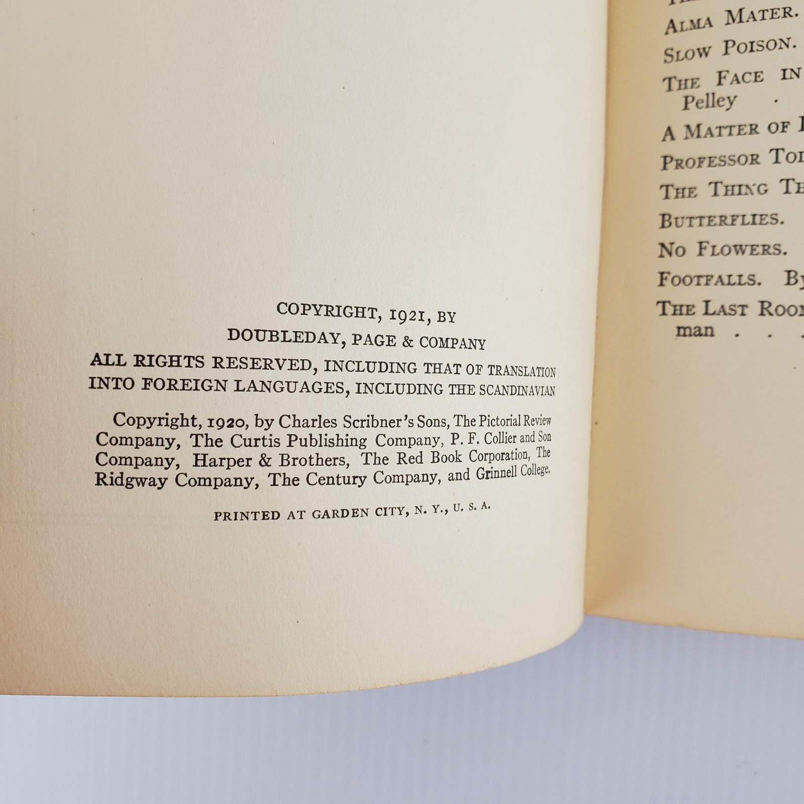 O Henry Memorial Award Prize Stories of 1920 The Society of Arts and Sciences HC