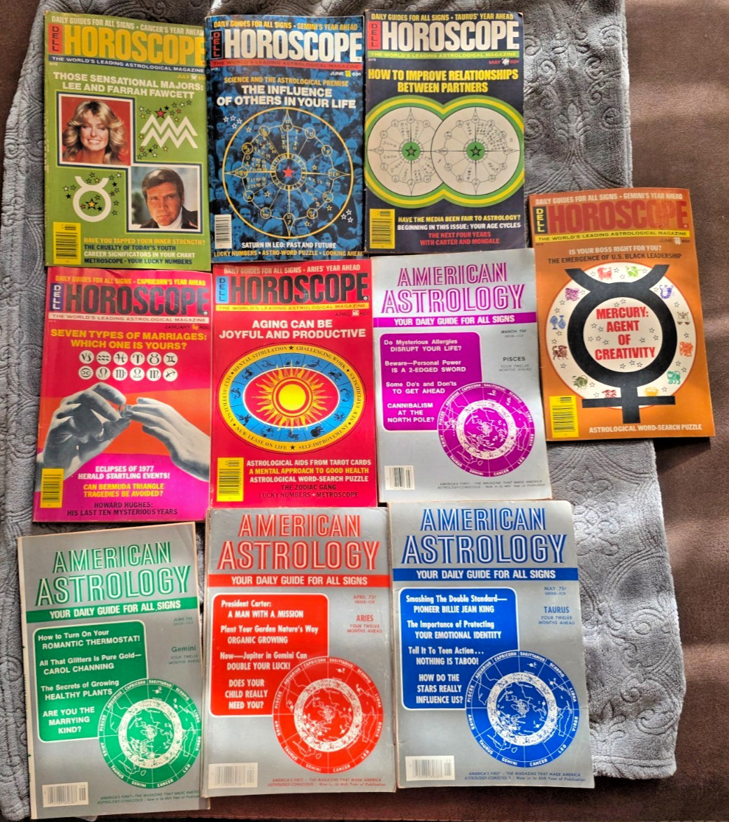 Horoscope & American Astrology 1976-1978 Magazine LOT of 10 Psychic Zodiac Vint.