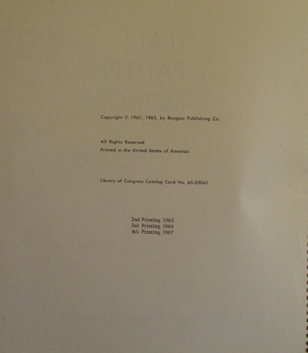 Flat Pattern Methods 2nd Ed. by Norma R. Hollen 1967 Spiral Bound PB (SKU# 4632)