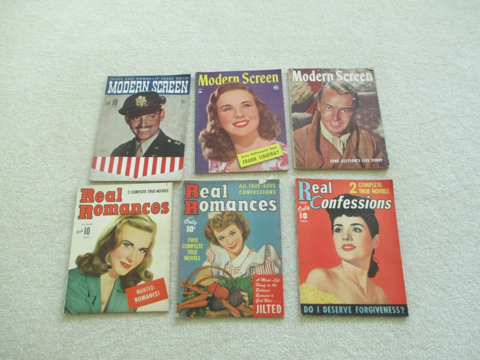 Vintage Lot Of 7 Modern Screen – Real Romances – Real Confessions Magazines