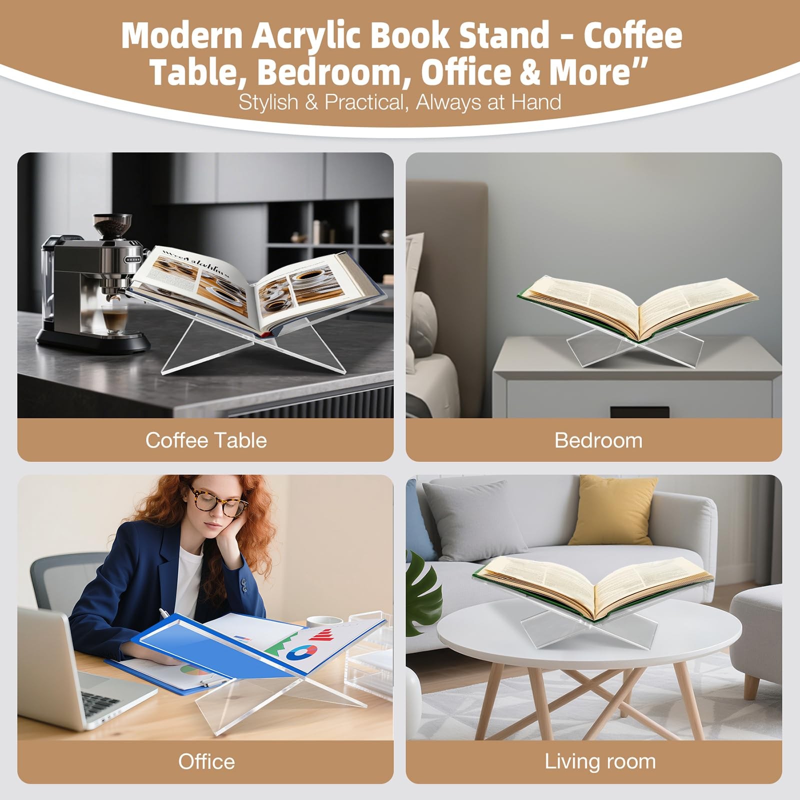Clear Acrylic Book Stand – Large 12.6 x 6.7 x 5 in Book Holder for Cookbooks,…