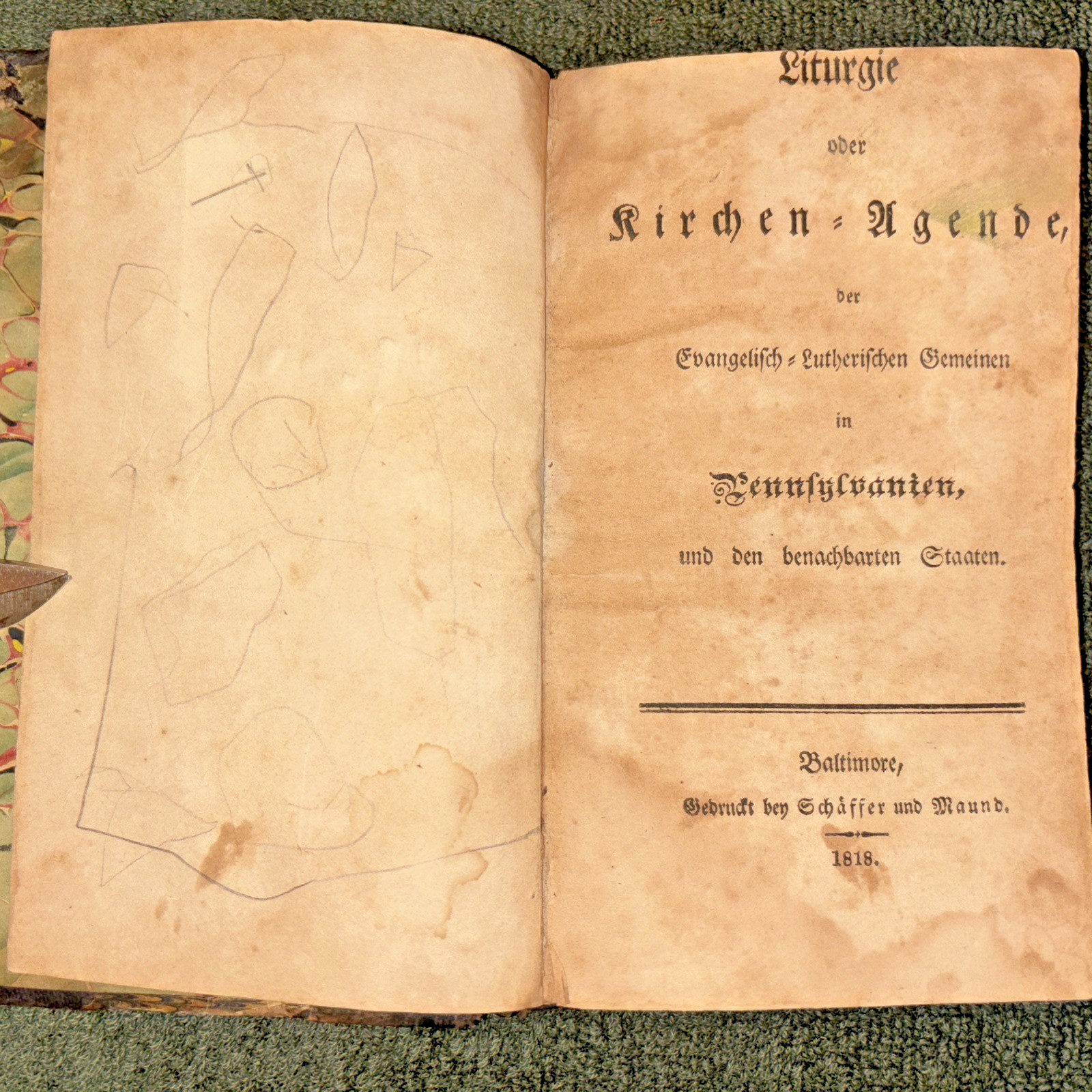 Antique 1818 Book: Liturgie oder Kirchen-Agende ~6.6″ x ~4.25″ x ~0.5″ in German