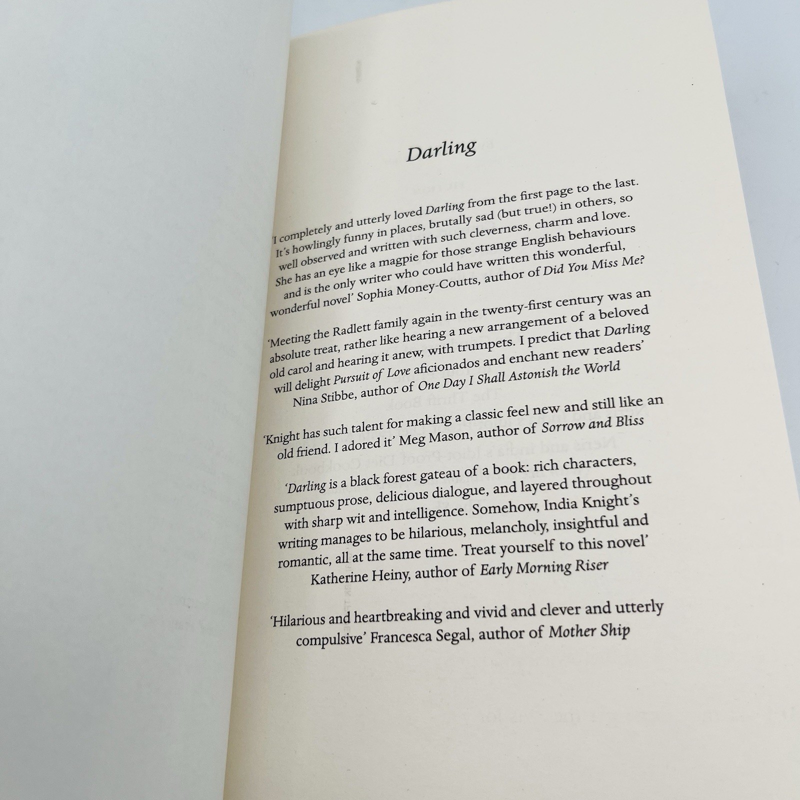 DARLING by INDIA KNIGHT – Fig Tree Publishing – 2022 First Edition HC DJ