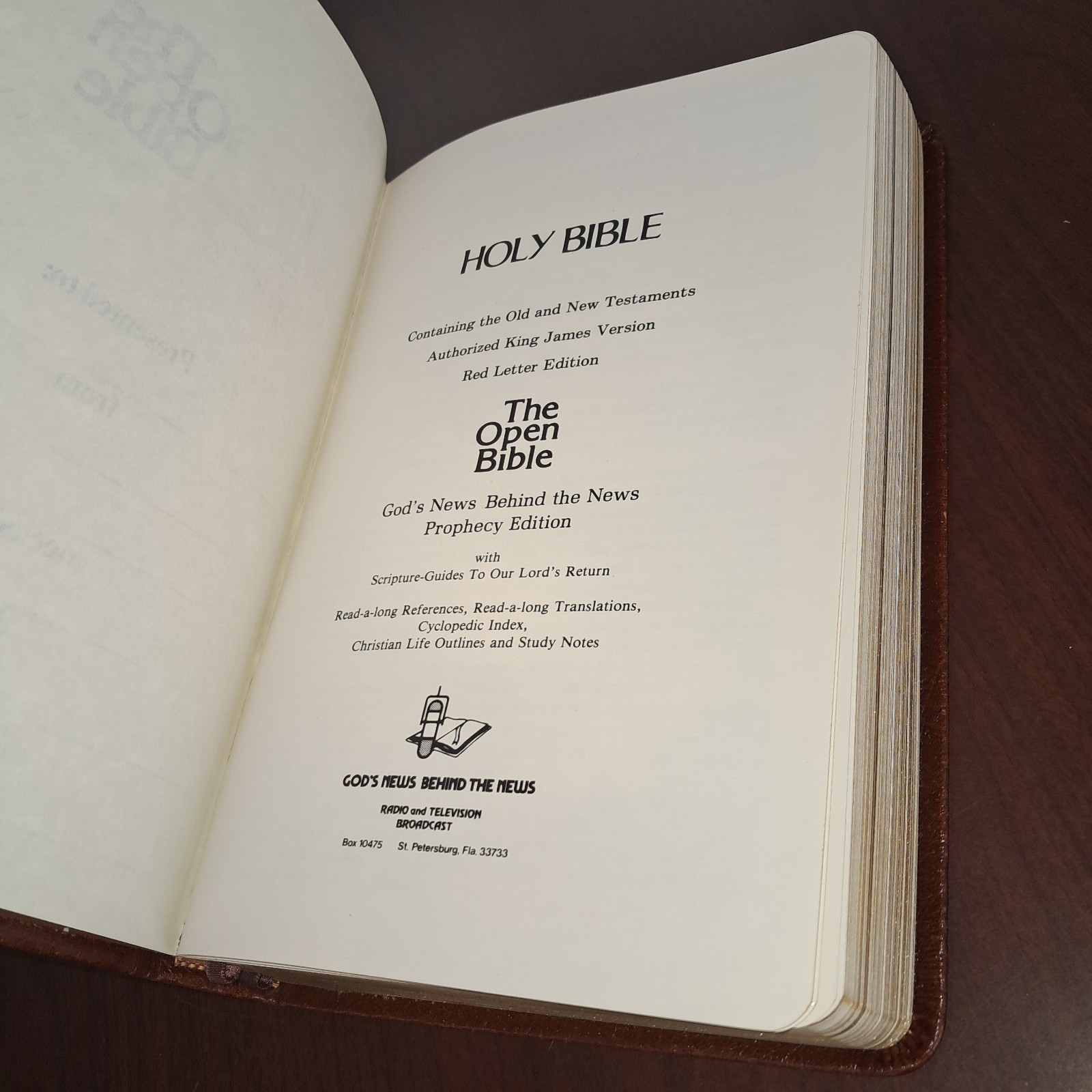 OPEN BIBLE PROPHECY EDITION HOLY BIBLE KJV GENUINE LEATHER GODS NEWS BEHIND NEWS