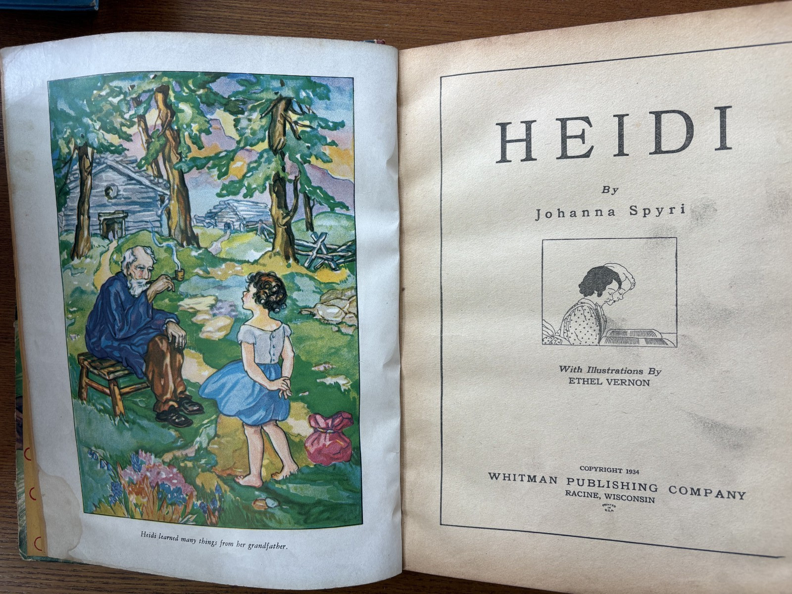 3 VINTAGE HEIDI BOOKS-Heidi by Johanna Spyri 1924 HC; 1934 AND 1955