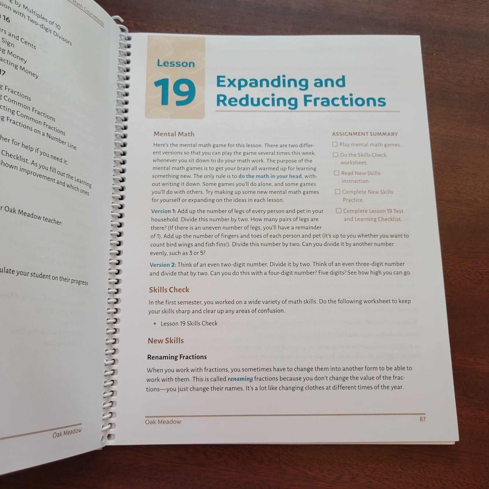Oak Meadow 5th Grade Math Coursebook, 2021, Current Edition.