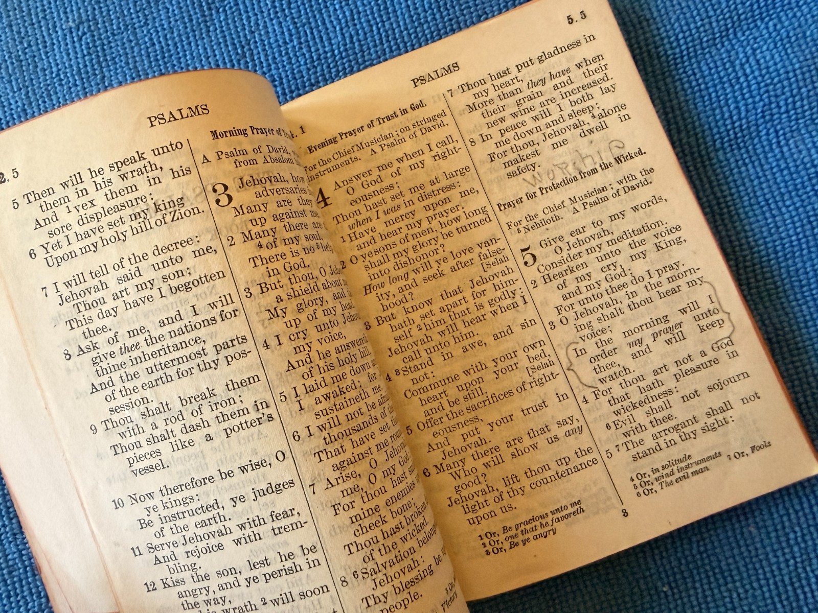 1901 Antique 4″ Book of Psalms revised ASV American Bible Society debossed cover