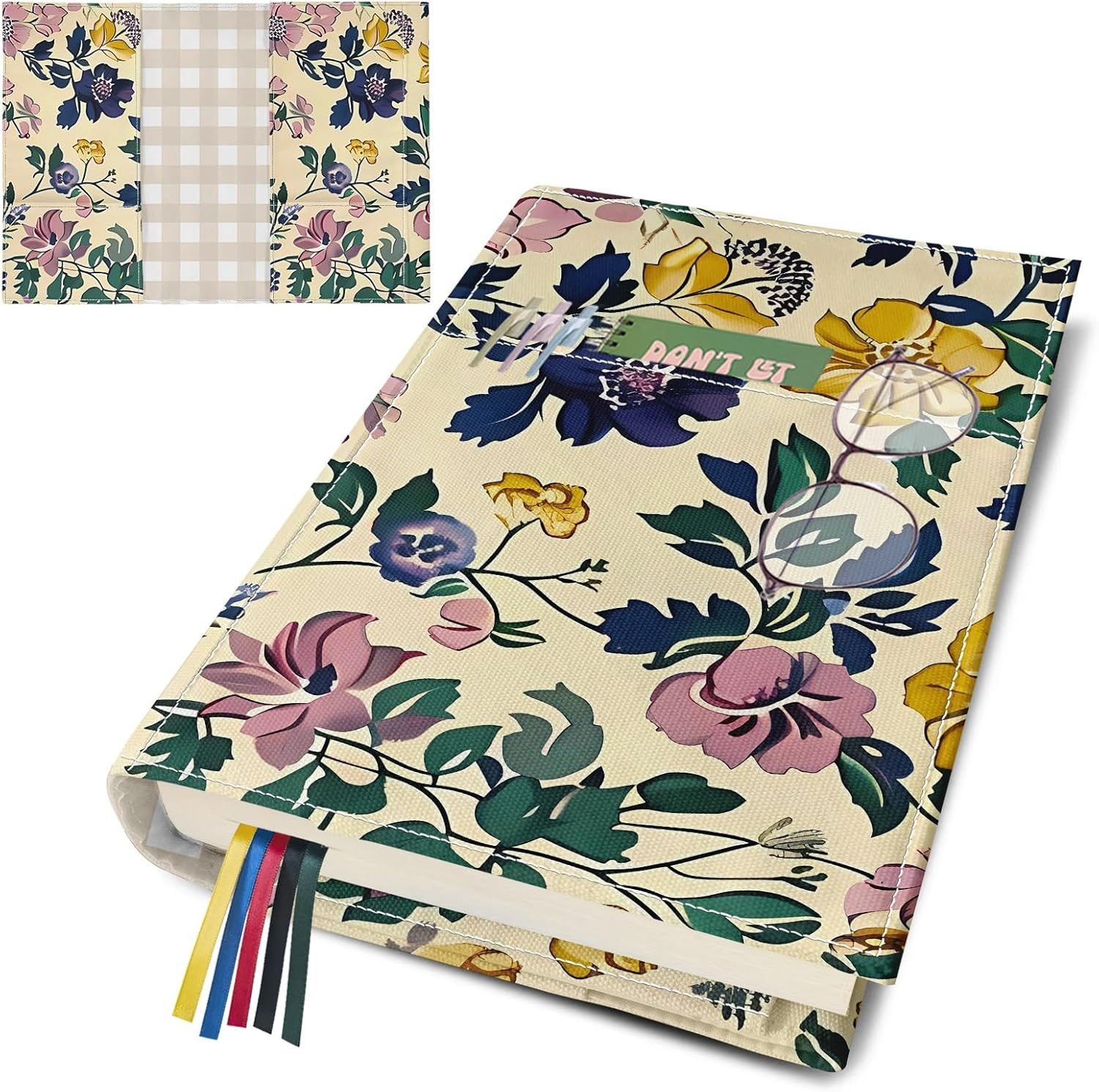 Adjustable Book Covers for Paperbacks,Washable Soft Canvas Fabric Book Cover Pro