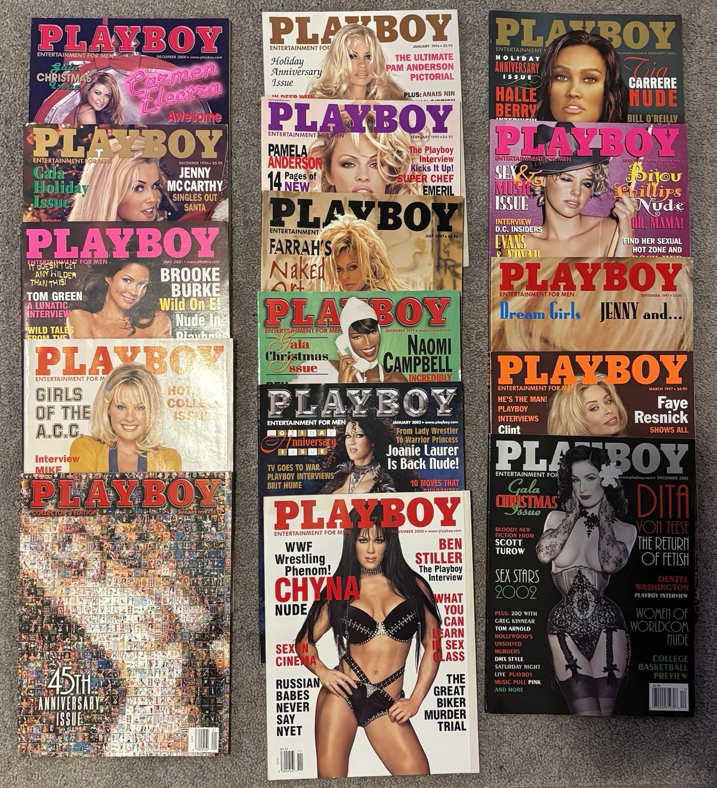 Vintage Lot Of 16 Playboy Magazines 1990s-2000s Pam Anderson, Jenny McCarthy…