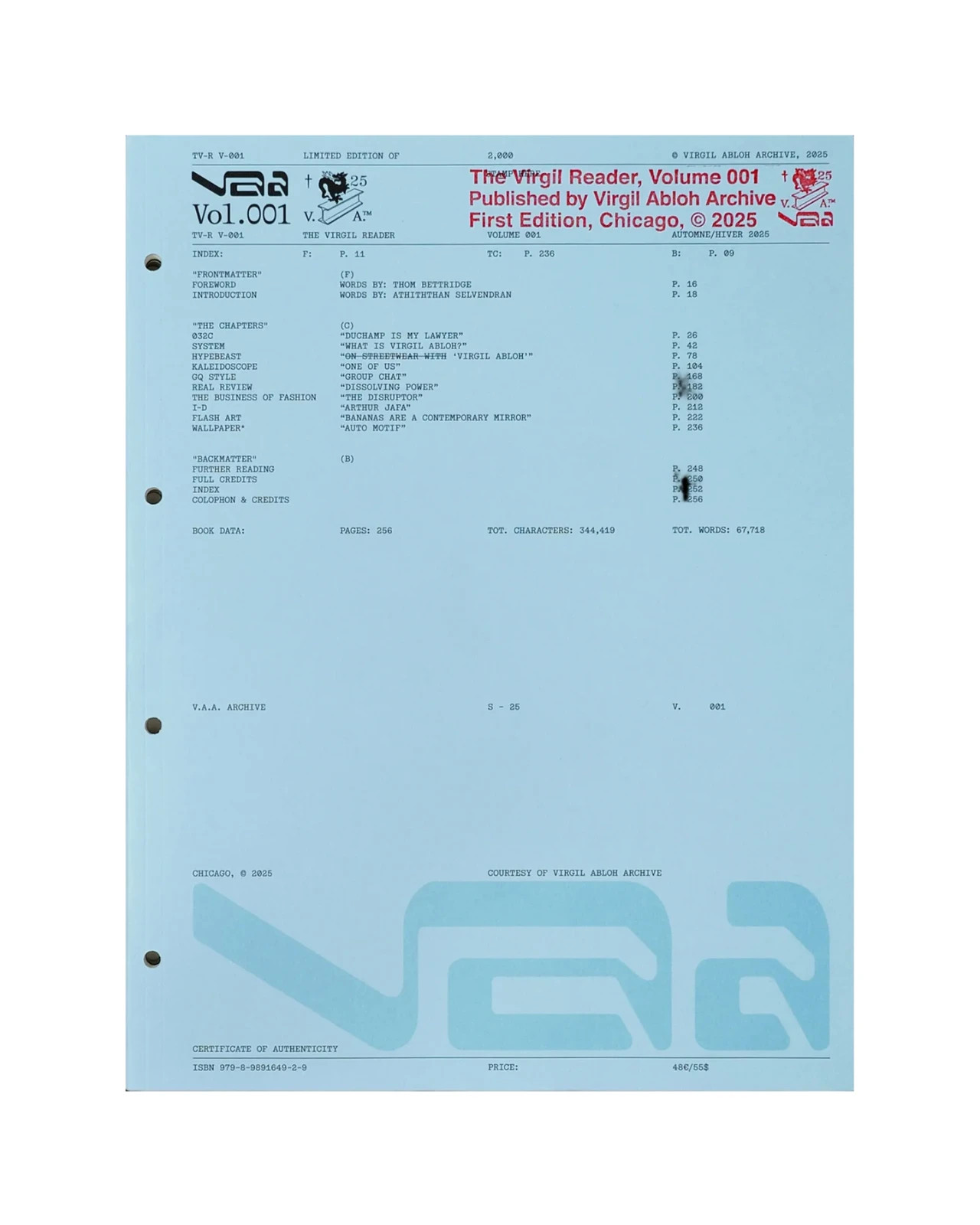 Virgil Abloh Archive Reader 001