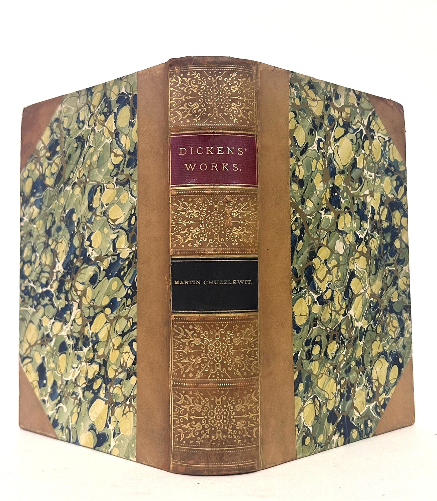 c1890- Charles Dickens- Martin Chuzzlewit- Leather- Classic