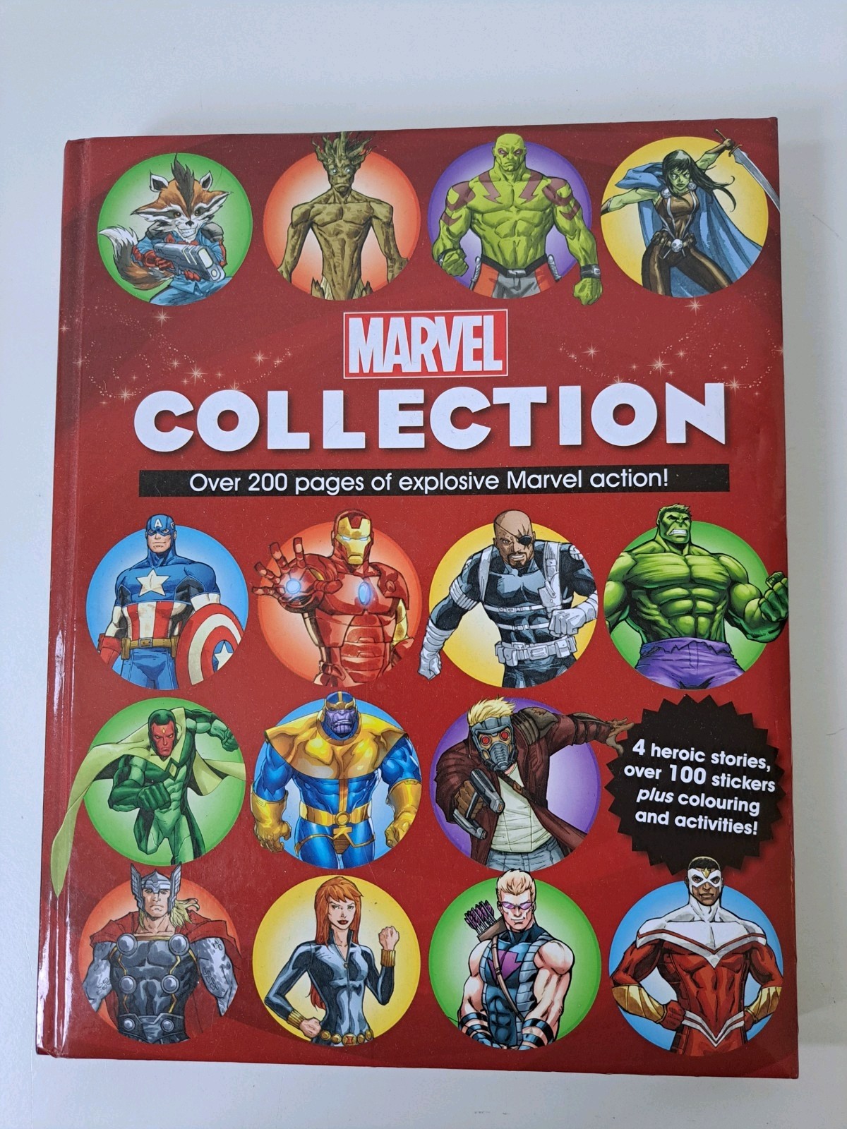 MARVEL COLLECTION 220 Pages Stories, Colouring, Activity Book + 100 Stickers