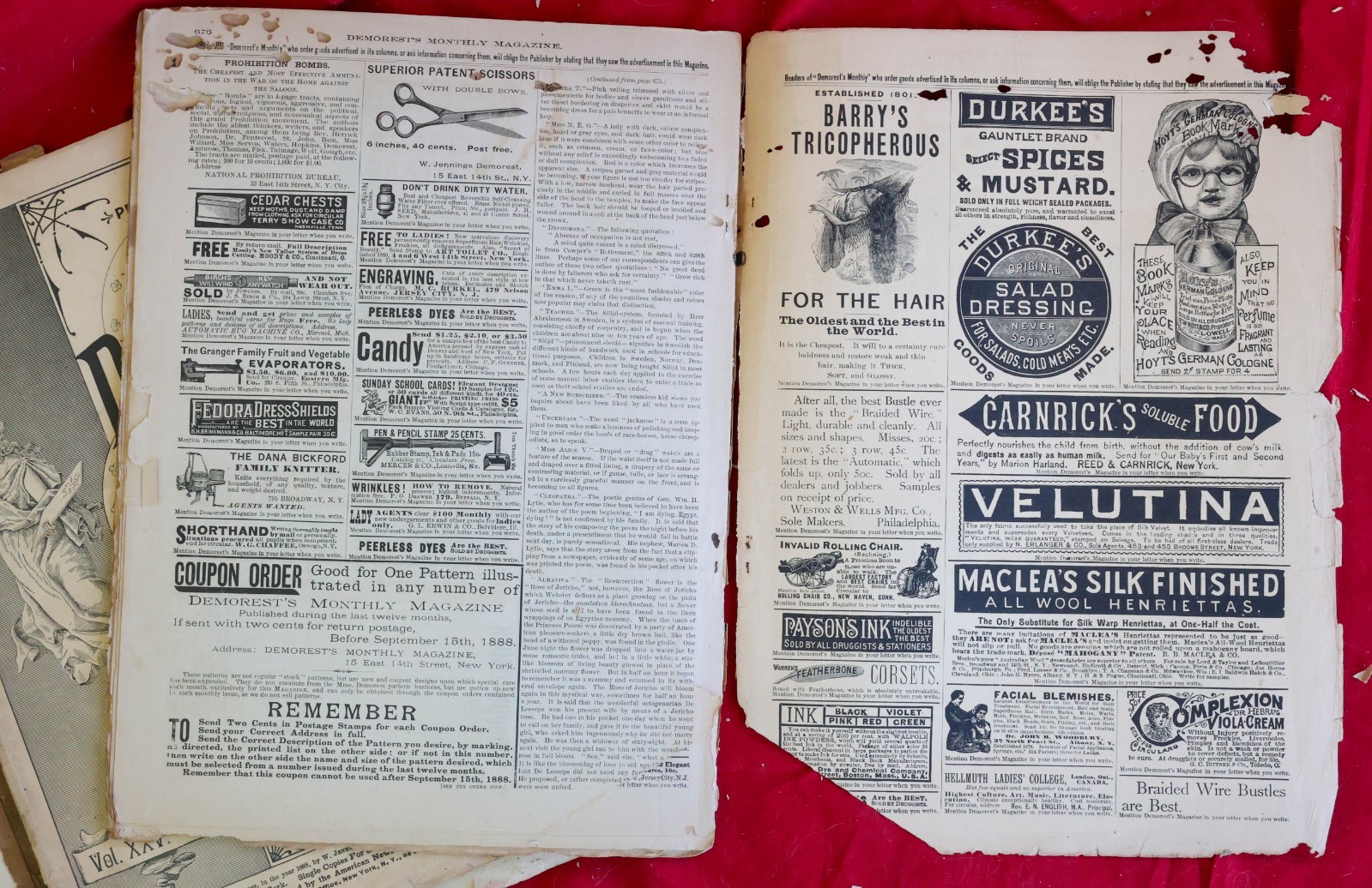 Antique 1888 Demorest’s Monthly Magazine Full Year 12 Issues Fashion Engravings