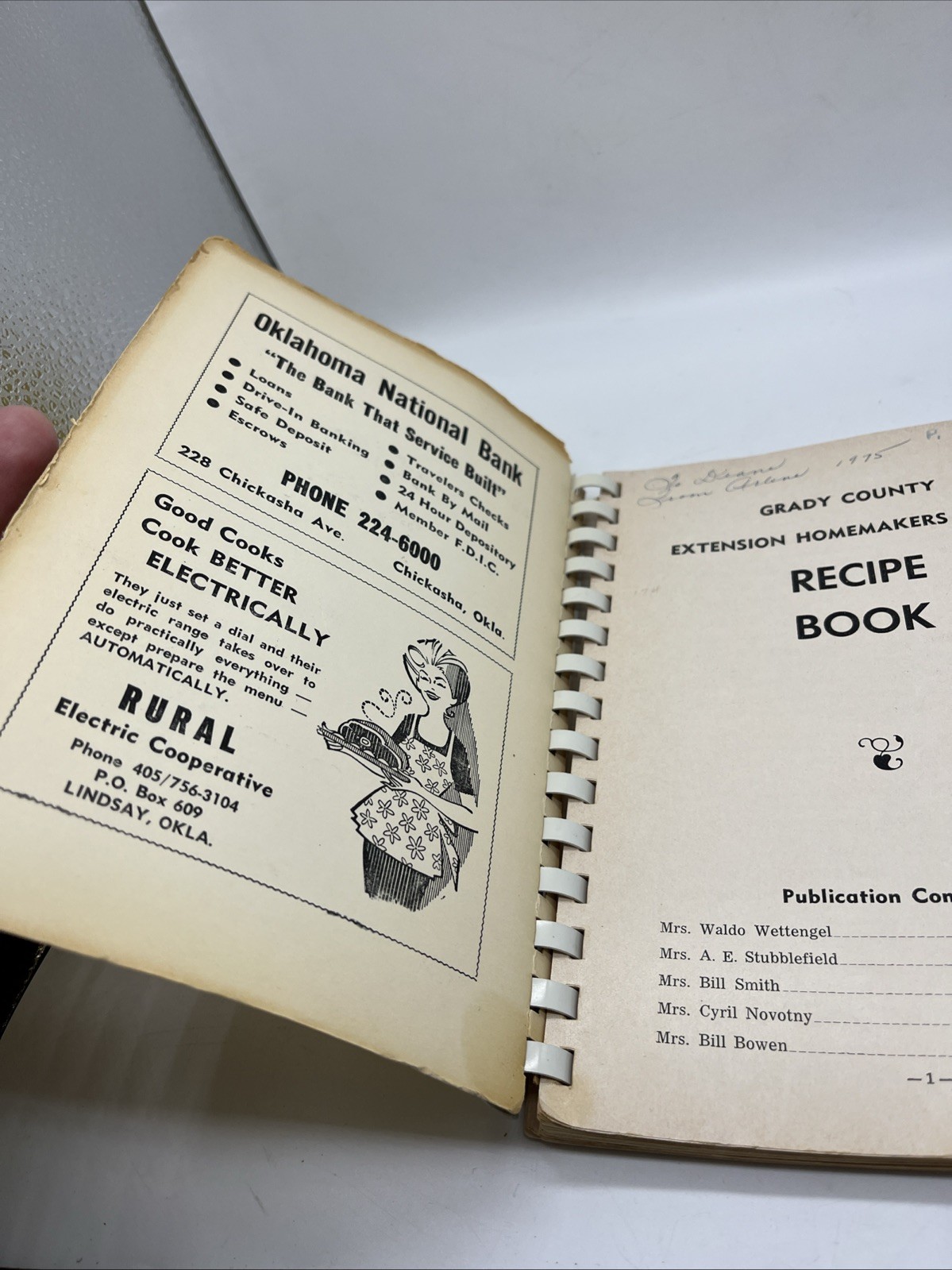 Vintage Cookbook Recipe Book Grady County Homemaker Oklahoma Coconut Cake 1970s