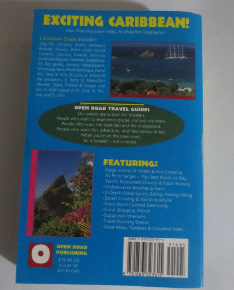 OPEN ROAD CARIBBEAN GUIDE PAPERBACK 864 PGS 5.5X 8.5 INCHES 1998