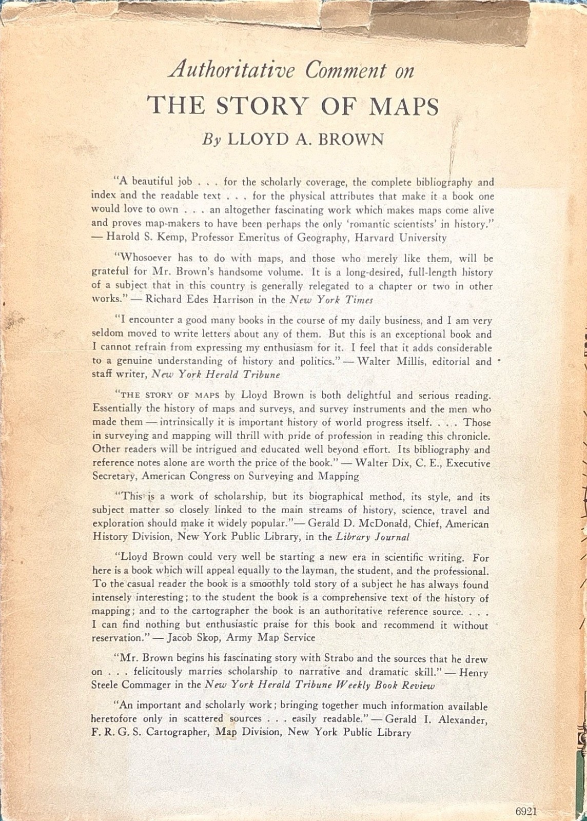 The Story of Maps Lloyd A. Brown Hardcover Bonanza Books Vintage Cartography