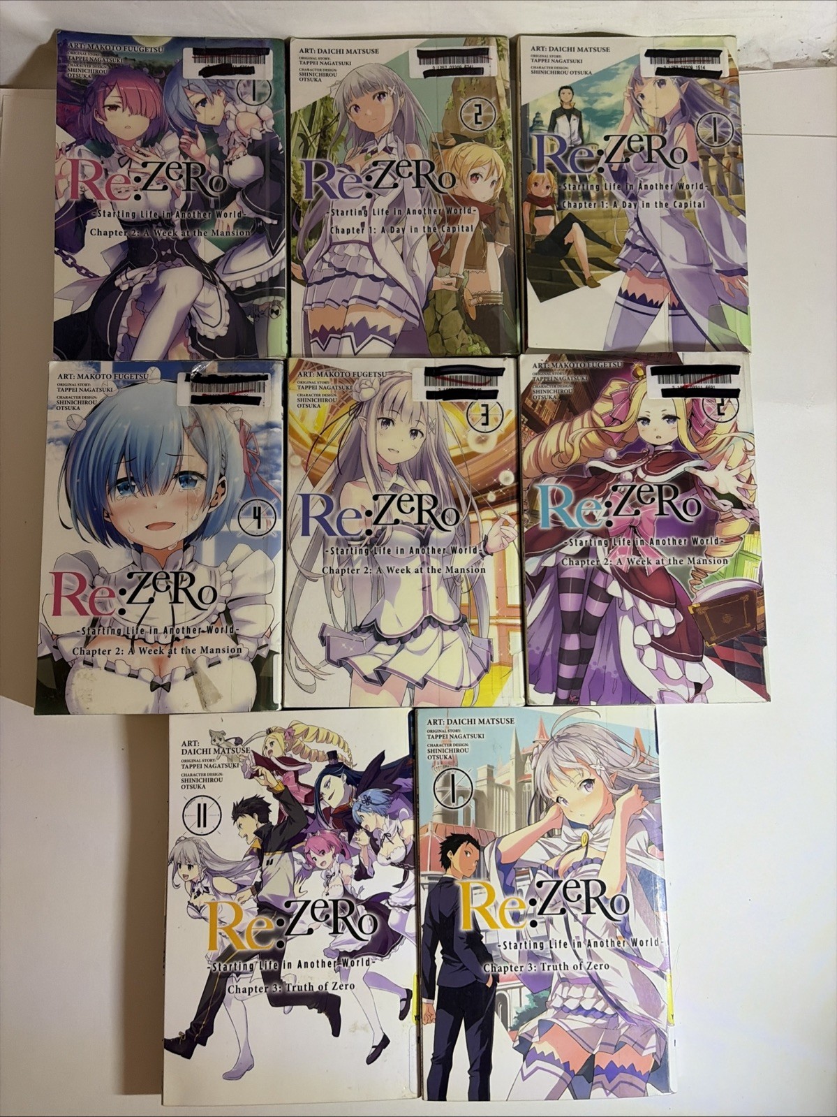 RE ZERO – STARTING LIFE IN ANOTHER WORLD ~ CHAPTERS 1, 2, 3 – Lot Of 8 Manga