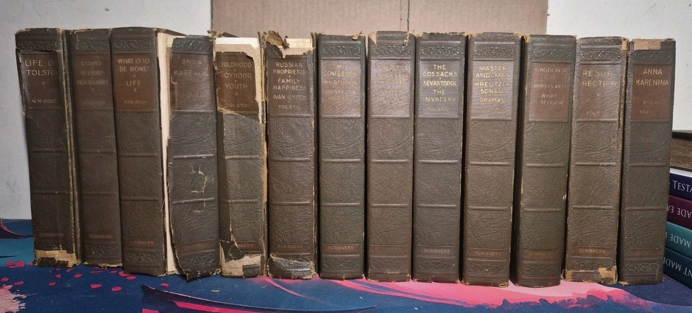 LEO TOLSTOY THE WORKS OF LYOF N. TOLSTOI ANTIQUE 13 VOL. BOOK SET SCRIBNERS 1925