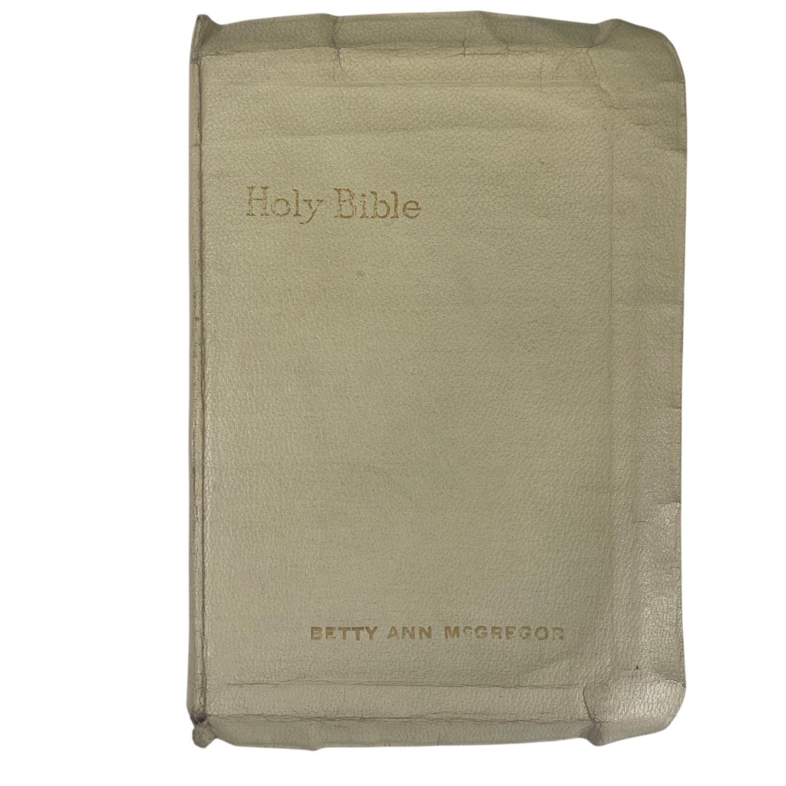 Vintage 1949 KJV HOLY BIBLE King James Version White Bold Print Leather 8 Inch