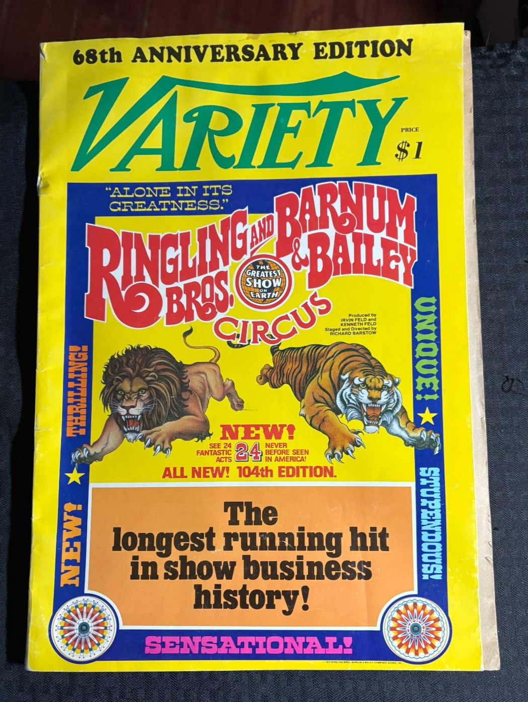1974 Jan 9 VARIETY Magazine VG+ 4.5 Ringling Bros Barnum & Bailey Circus