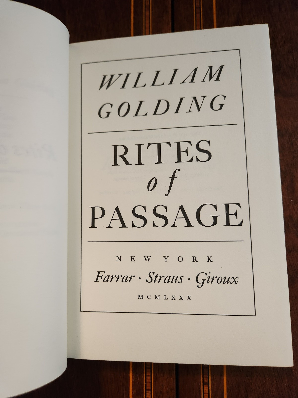 Rites of Passage William Golding 1980 1st Edition 1st Printing HC DJ