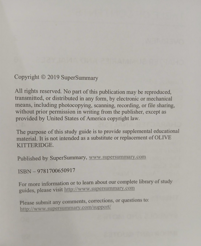 Study Guide: Olive Kitteridge Elizabeth Strout SuperSummary Maine Locale