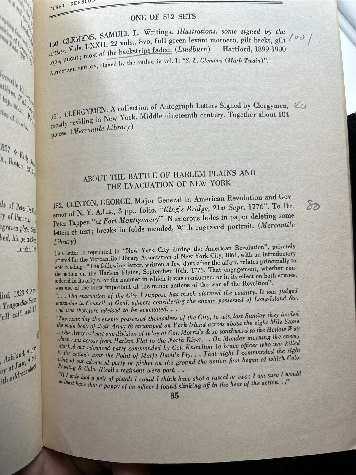 Parke-Bernet Catalog: The Mercantile Library Association Collection of New York