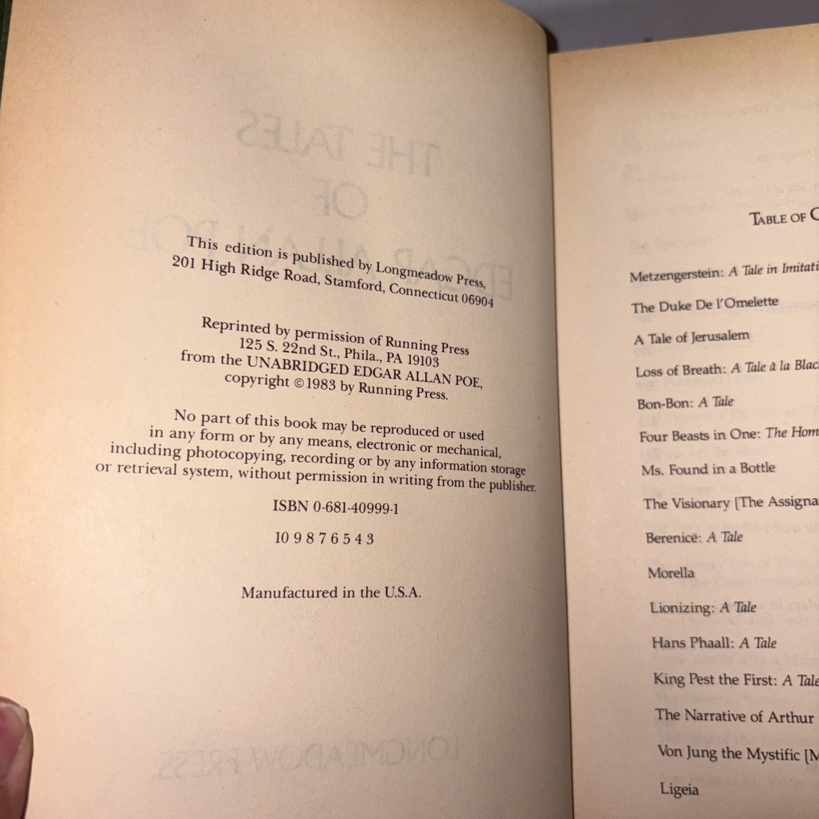 Tales Of Edgar Allan Poe 1983 Gold Gilding Longmeadow Press Leatherette