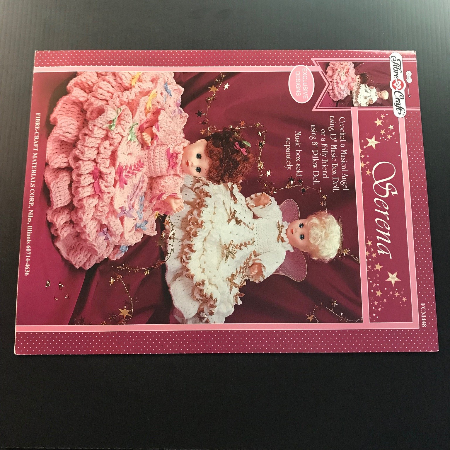 Serena Fibre-Craft FCM448 Crochet Pattern Booklet 1995 Music Box Doll Angel
