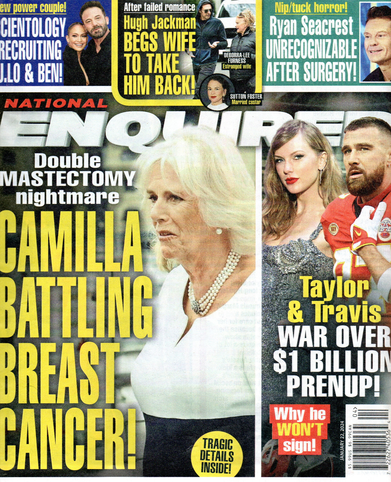 NATIONAL ENQUIRER Magazine Jan. 22 2024 Queen Camilla Taylor Swift Travis Kelce