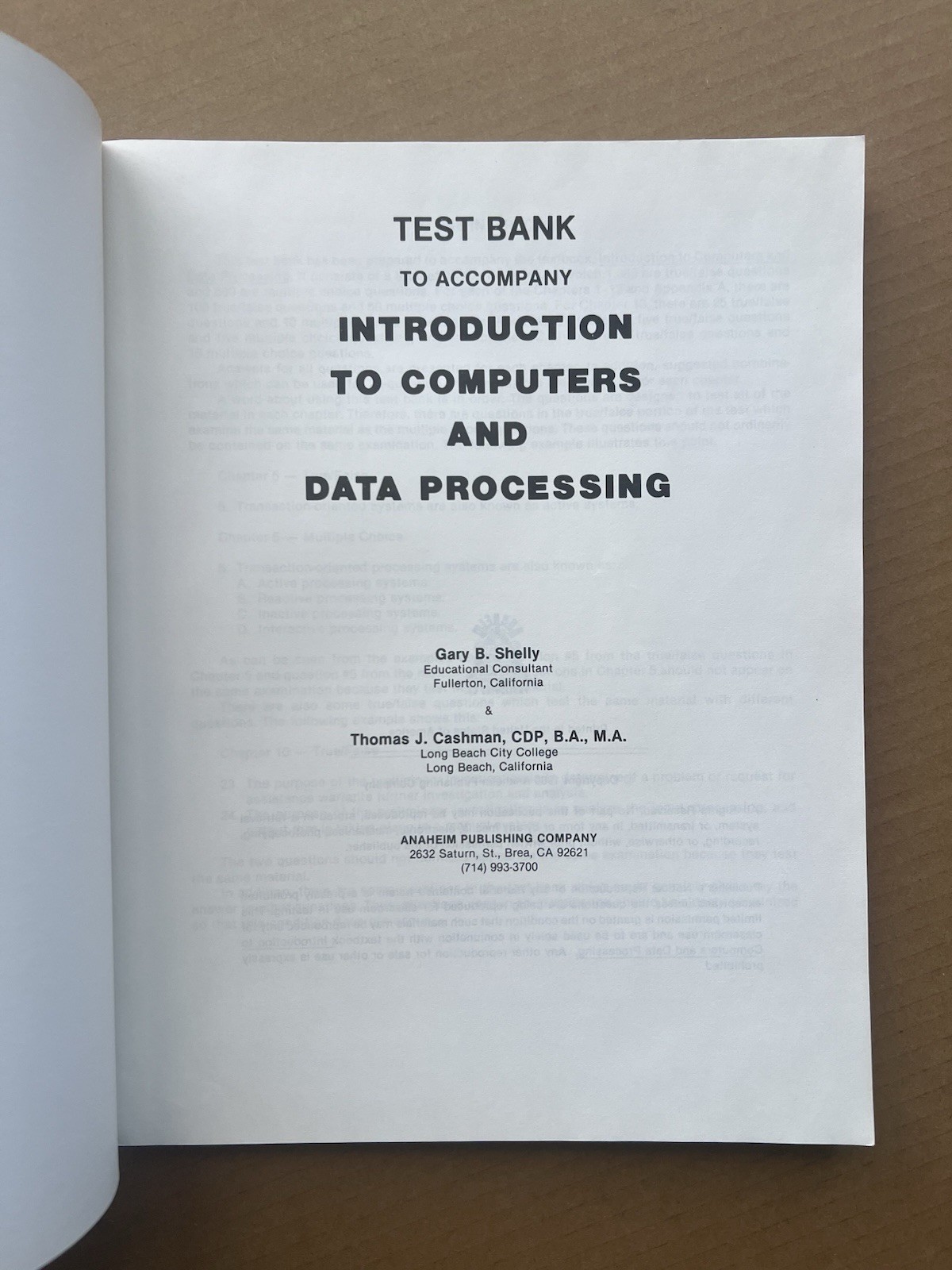 Test Bank Introduction to Computers & Data Processing Shelly Cashman 1980