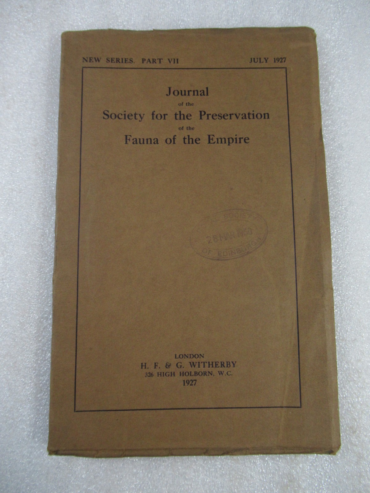 1921-27 Journal of the Society For the Preservation of the Fauna of the Empire