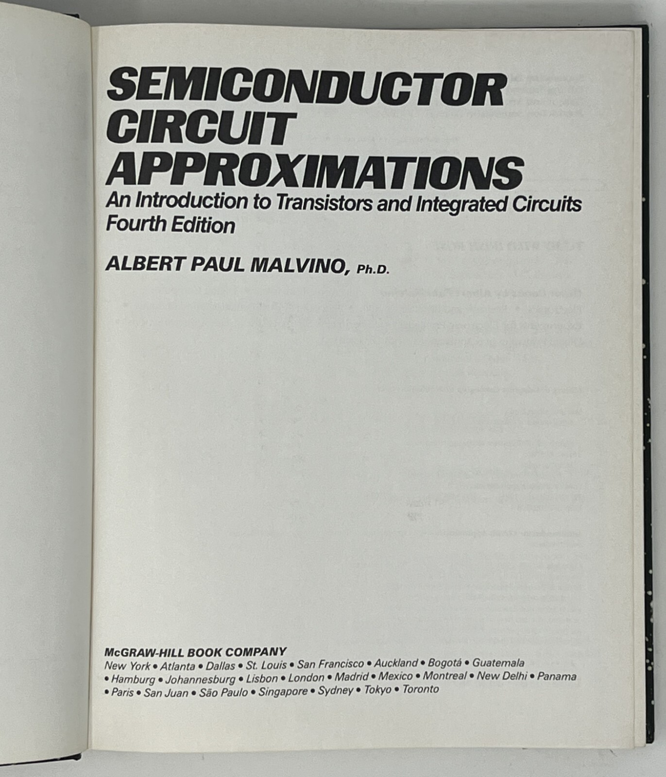 VTG Semiconductor Circuit Approximations: 4th Ed. by Albert Malvino – 1985 HC