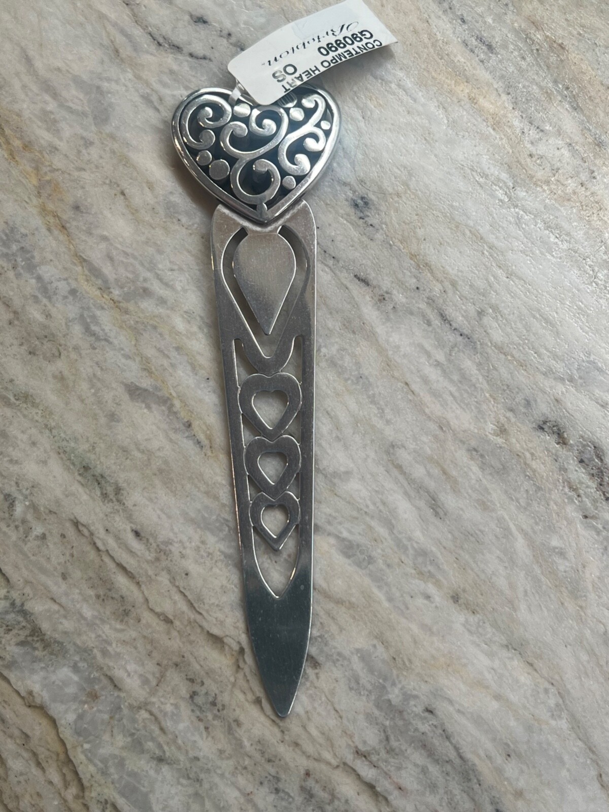 Brighton Silver Tone Large Bookmark Contempo Heart Design NWT