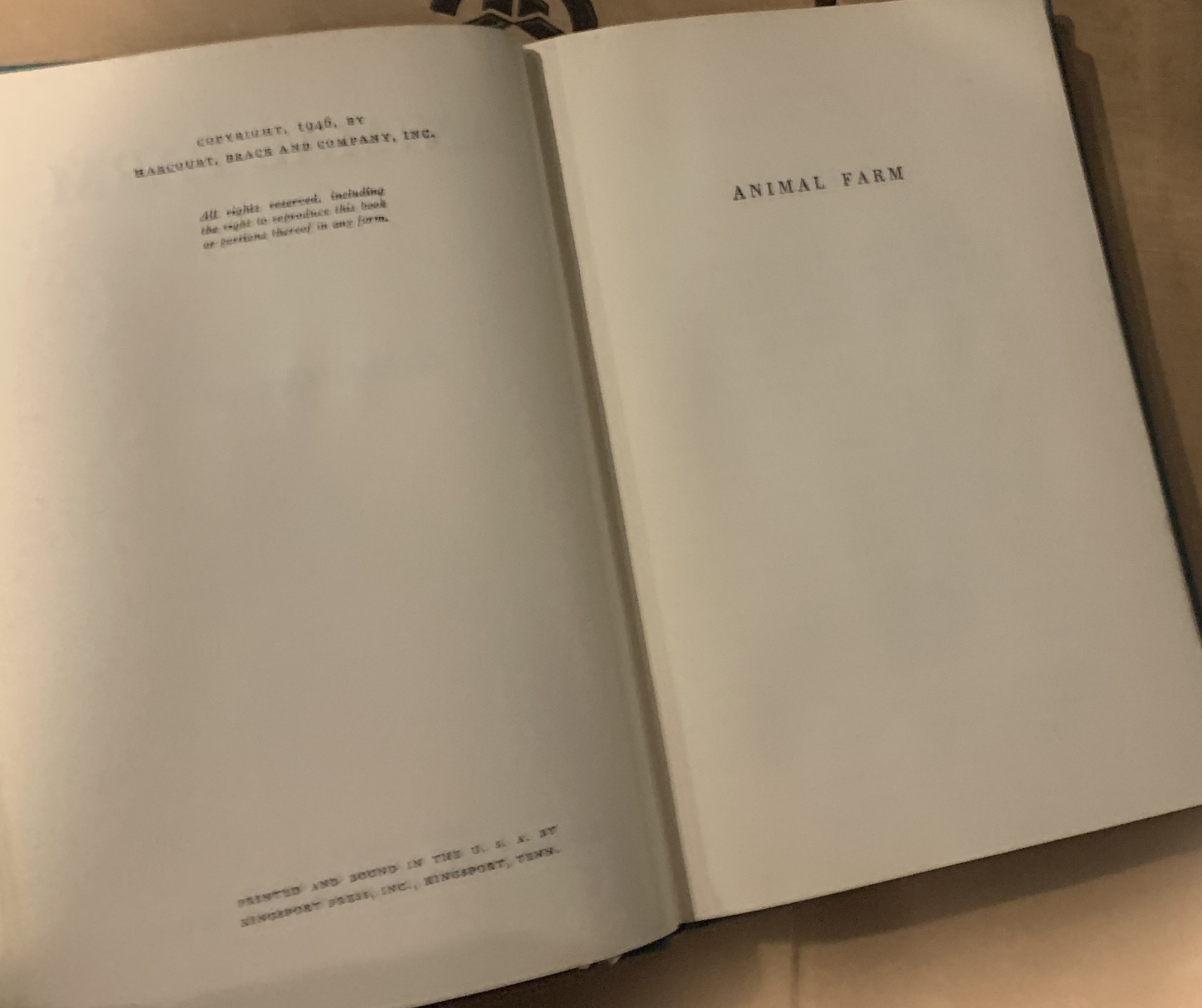 Animal Farm George Orwell 1946 Harcourt Brace Hardcover Edition No DJ