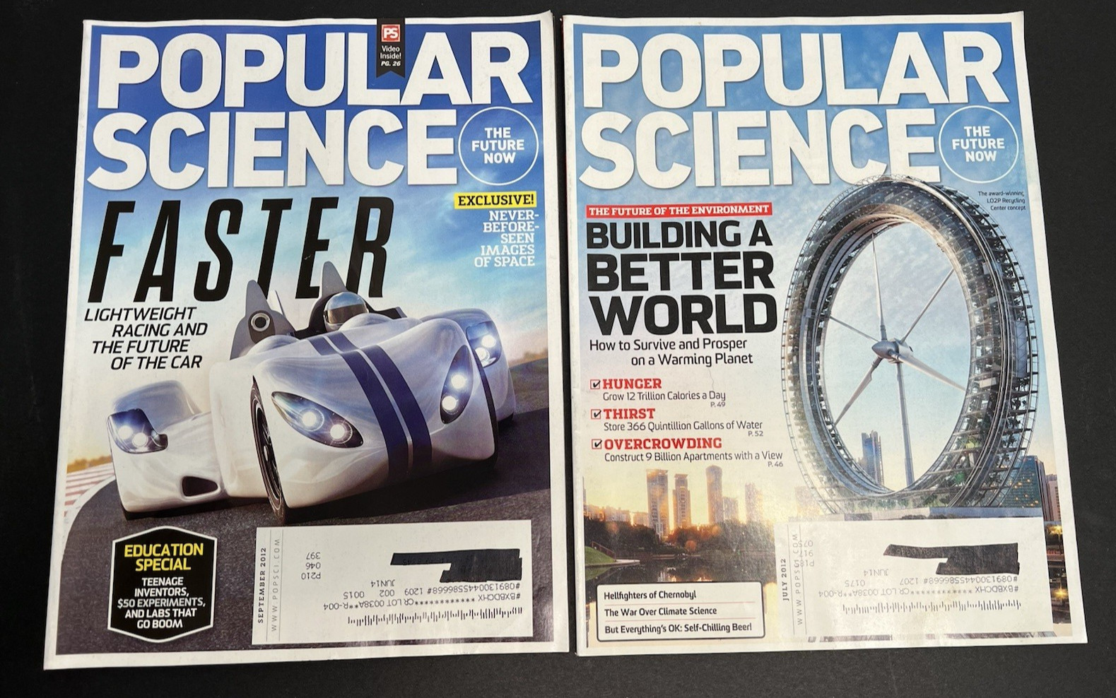 Popular Science Magazine Lot of 2 – July 2012 and Sept 2012 Excellent Condition