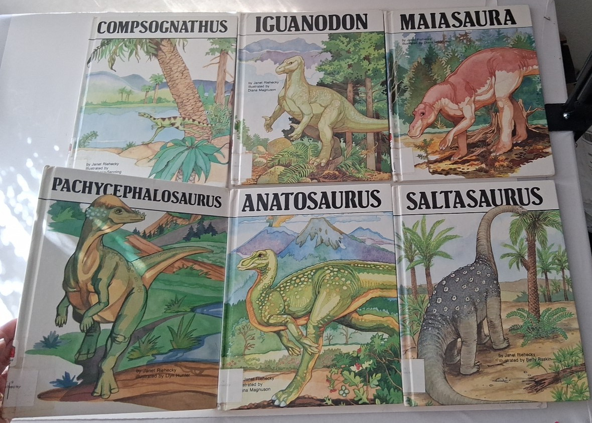 Lot of 6 Dinosaur Hardcover Books 1991 Janet Riehecky The Child’s World Series