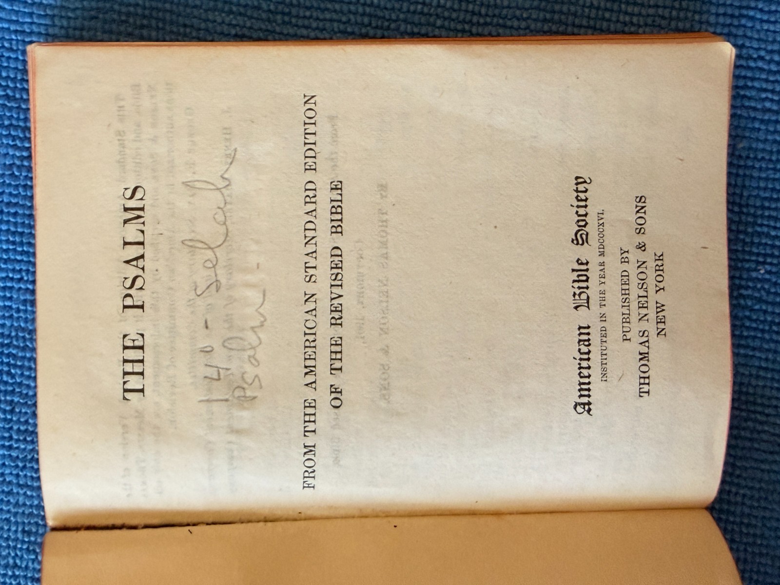1901 Antique 4″ Book of Psalms revised ASV American Bible Society debossed cover