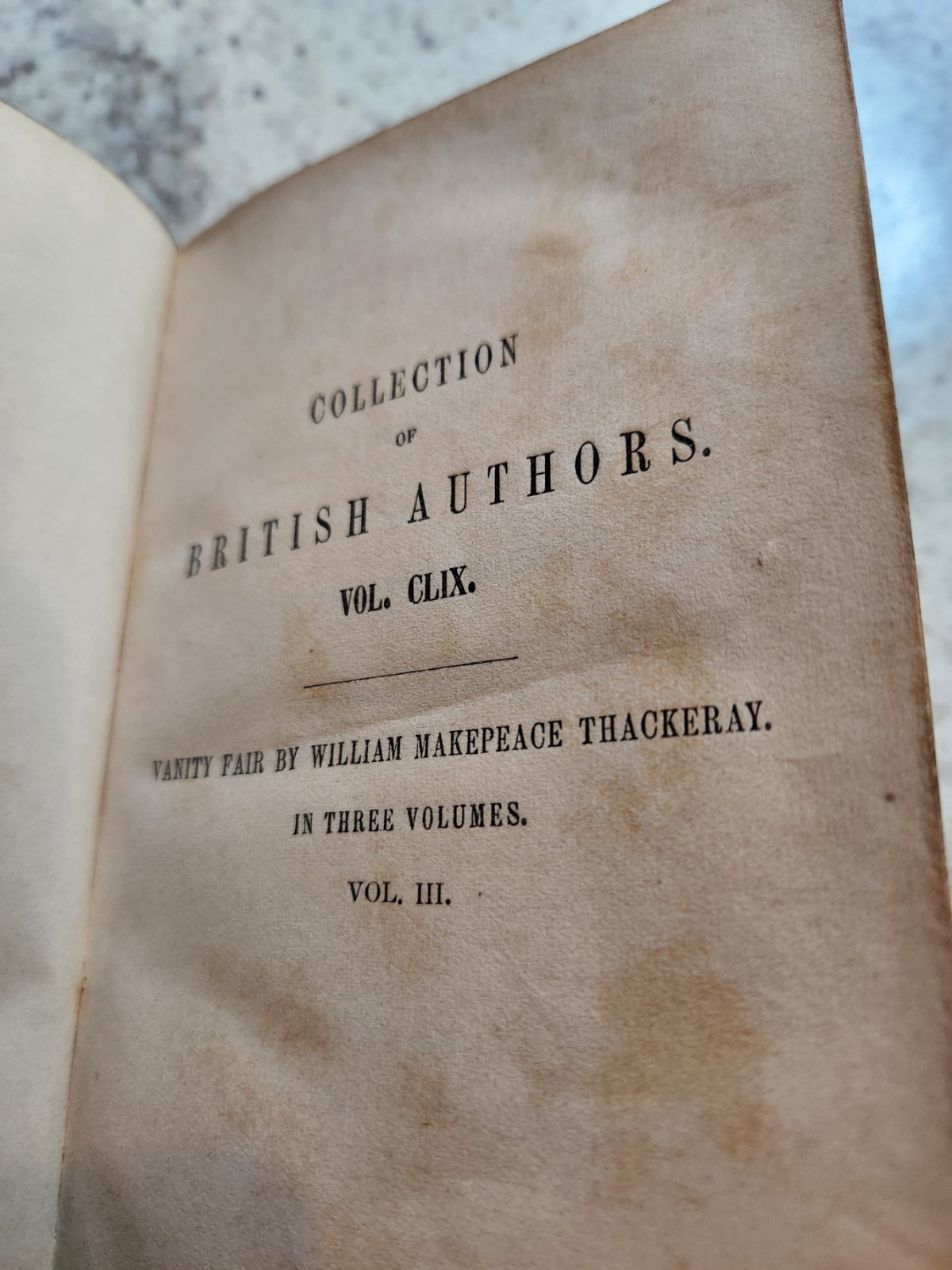 Vanity Fair, W M Thackeray, Copyright edition, Vol 3, Bernhard Tauchnitz, 1848